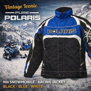 VTG Pure Polaris men's snowmobile jacket in black and blue nylon Mens M